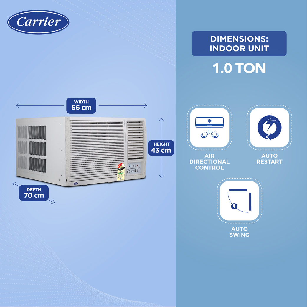 carrier estrella window ac 1.5 ton dimensions