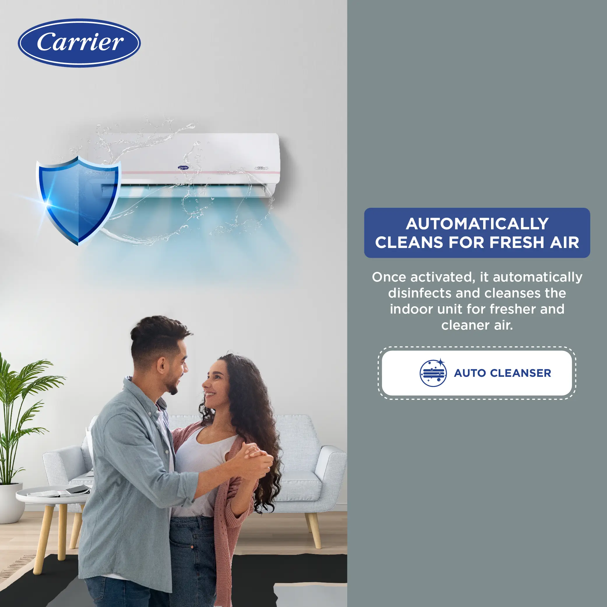 Carrier 1.5 Ton 3 Star Inverter Split AC (Copper, Convertible 6-in-1 Cooling, Auto cleanser, 2024 Model, Octra Exi, CAI18OC3R34F0, White)