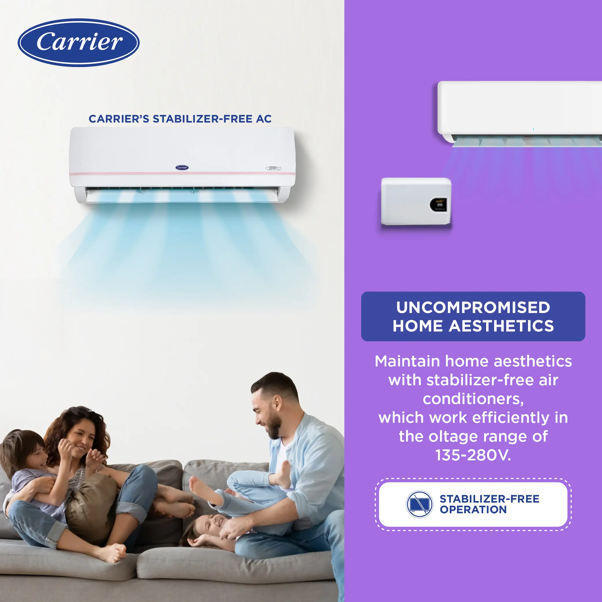 Carrier 1.5 Ton 3 Star Inverter Split AC (Copper, Convertible 6-in-1 Cooling, Auto cleanser, 2024 Model, Octra Exi, CAI18OC3R34F0, White)